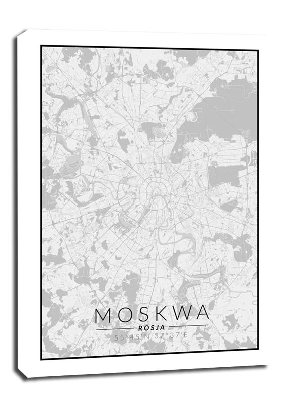 Image of Moskwa mapa czarno biała - obraz na płótnie Wymiar do wyboru: 20x30 cm