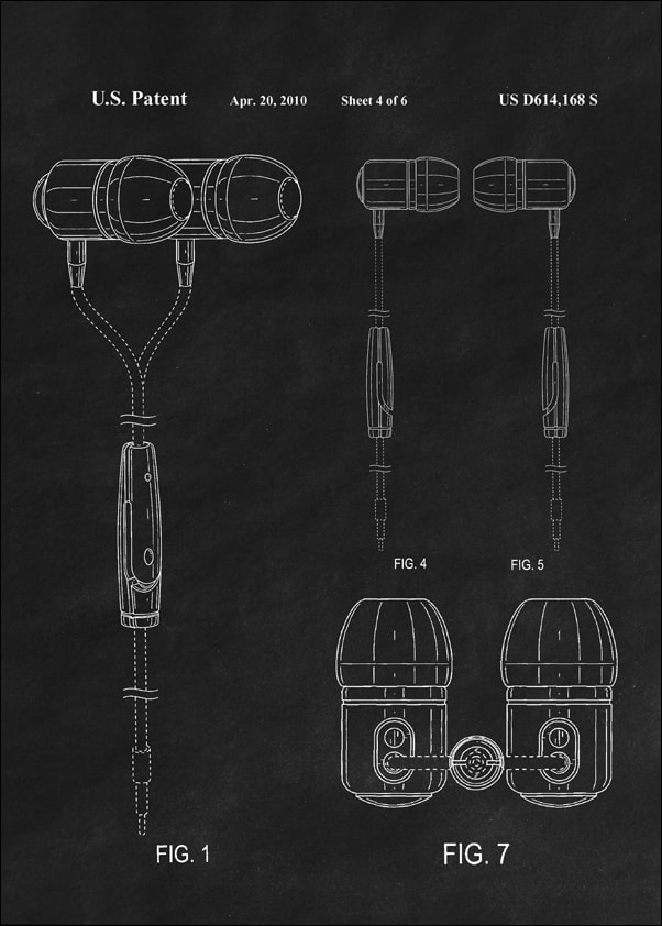 Image of Patent, Sluchawki 2010 Czarne - plakat Wymiar do wyboru: 40x50 cm