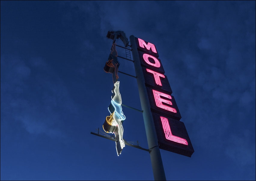 Image of Creative "diver" neon sign at the old Starlight Motel in Mesa, Arizona., Carol Highsmith - plakat Wymiar do wyboru: 100x70 cm