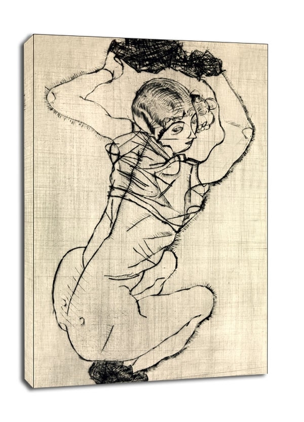 Image of Squatting Woman, Egon Schiele - obraz na płótnie Wymiar do wyboru: 40x50 cm