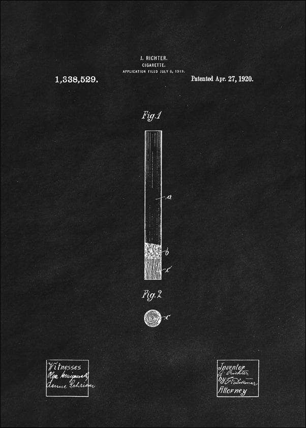 Image of Patent Papieros Projekt z 1920, black - plakat Wymiar do wyboru: 30x40 cm