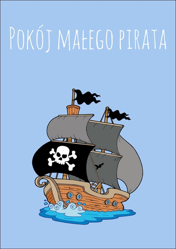 Image of pokój małego pirata niebieski - plakat wymiar do wyboru: 20x30 cm