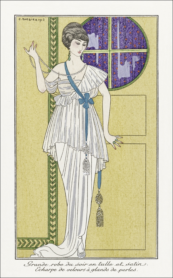 Image of Costumes Parisiens, No. 84: Grande robe du soir from Journal des Dames et des Modes, George Barbier - plakat Wymiar do wyboru: 40x50 cm