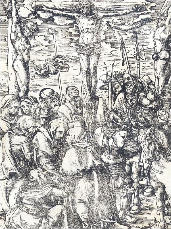 Image of Two prints- The Crucifixion on recto and Christ Bearing the Cross on verso, from The Passion, Lucas Cranach the Elder - plakat Wymiar do wyboru: 20x30