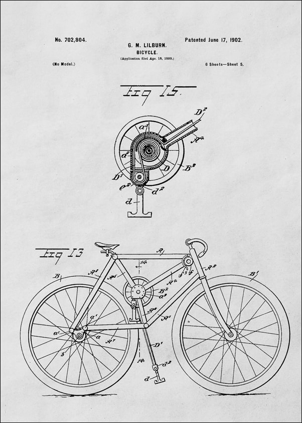 Image of Patent Rower Projekt z 1902 - plakat Wymiar do wyboru: 42x59,4 cm