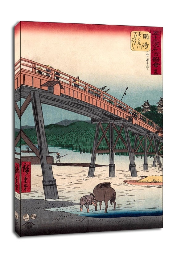 Image of Okazaki Yahagi Bridge on the Yahagi River, Hiroshige - obraz na płótnie Wymiar do wyboru: 90x120 cm