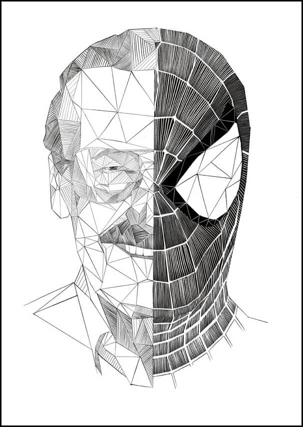 Image of Geometryczny Stan Lee - plakat Wymiar do wyboru: 20x30 cm