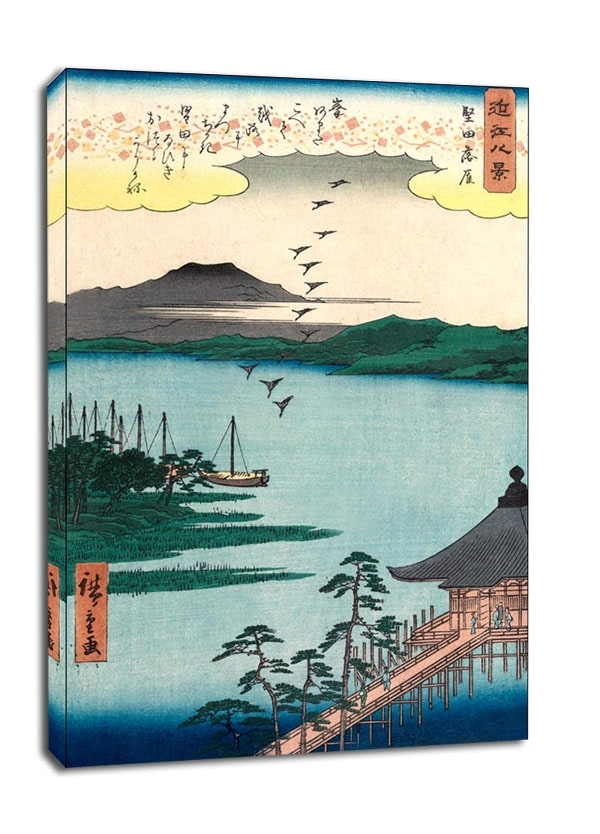 Image of Descending Geese at Katada, Hiroshige - obraz na płótnie Wymiar do wyboru: 61x91,5 cm