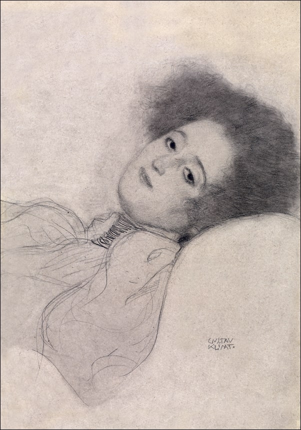 Image of Portrait of a Young Woman Reclining, Gustav Klimt - plakat Wymiar do wyboru: 20x30 cm