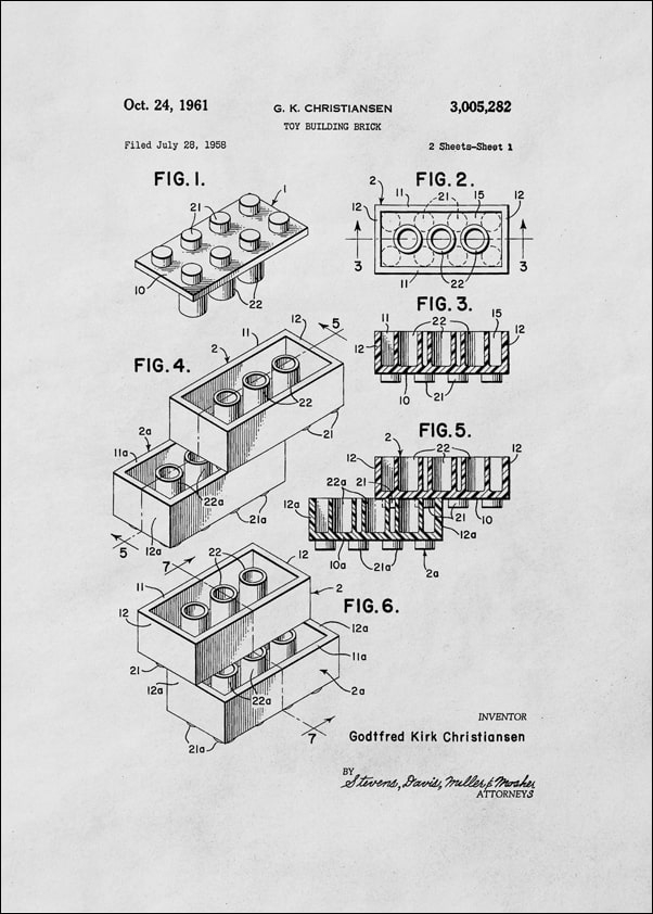 Image of Patent, Lego 1961 - plakat Wymiar do wyboru: 29,7x42 cm