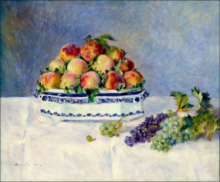 Image of Still Life with Peaches and Grapes, Auguste Renoir - plakat Wymiar do wyboru: 30x20 cm