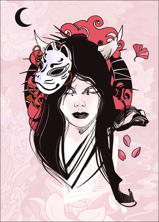 Image of Geisha Kitsune - plakat Wymiar do wyboru: 20x30 cm