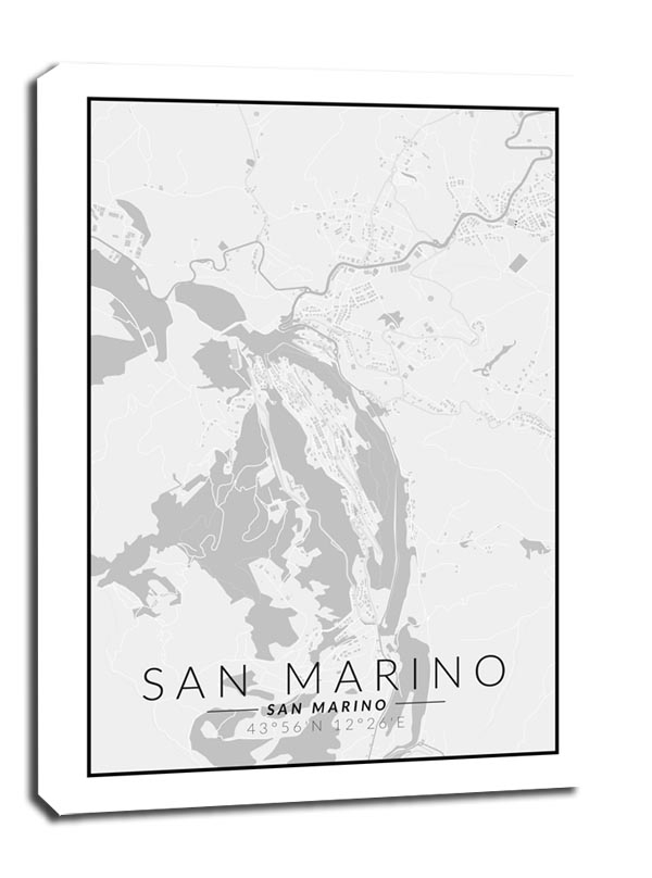 Image of san marino mapa czarno biała - obraz na płótnie wymiar do wyboru: 70x100 cm
