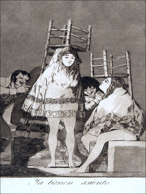 Image of Plate 26 from Los Caprichos-Theyve already got a seat (Ya tienen asiento, Francisco Goya - plakat Wymiar do wyboru: 30x40 cm