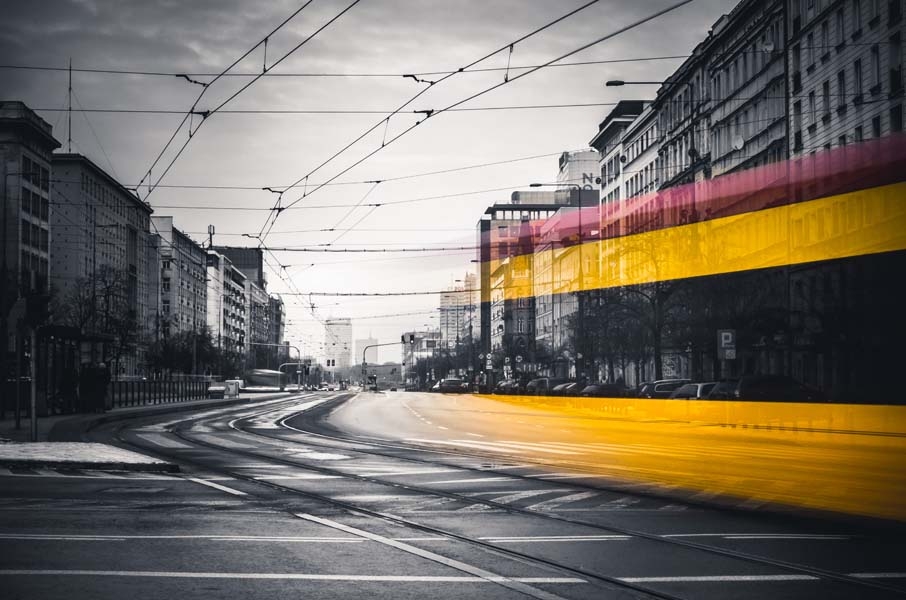 Image of Warszawa Tramwaj na Marszałkowskiej - plakat premium Wymiar do wyboru: 120x90 cm