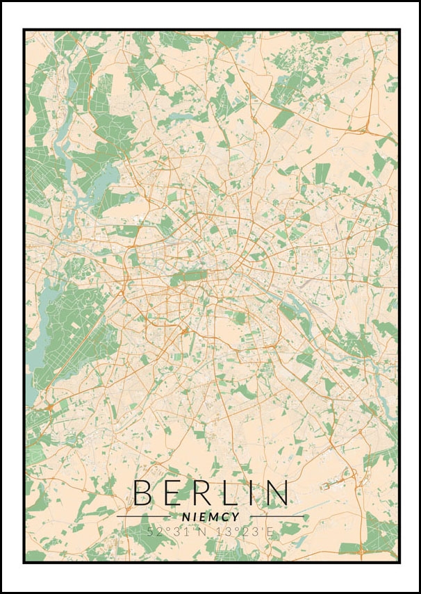 Image of Berlin mapa kolorowa - plakat Wymiar do wyboru: 29,7x42 cm