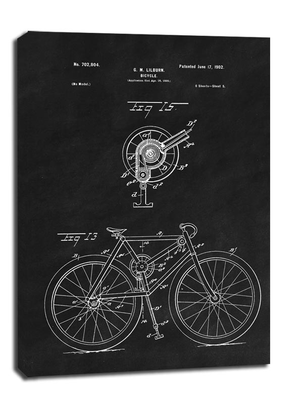 Image of Patent Rower Projekt z 1902, black - obraz na płótnie Wymiar do wyboru: 30x40 cm