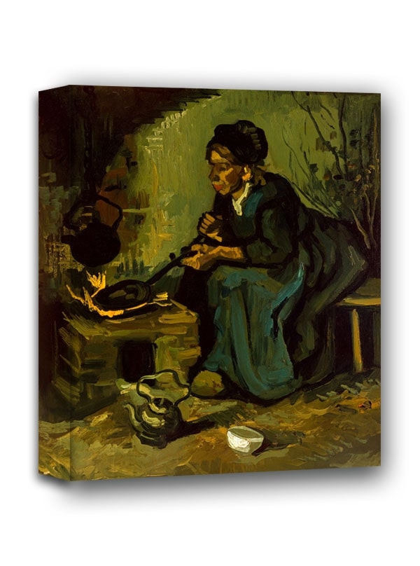 Image of Peasant Woman Cooking by a Fireplace, Vincent van Gogh - obraz na płótnie Wymiar do wyboru: 40x50 cm