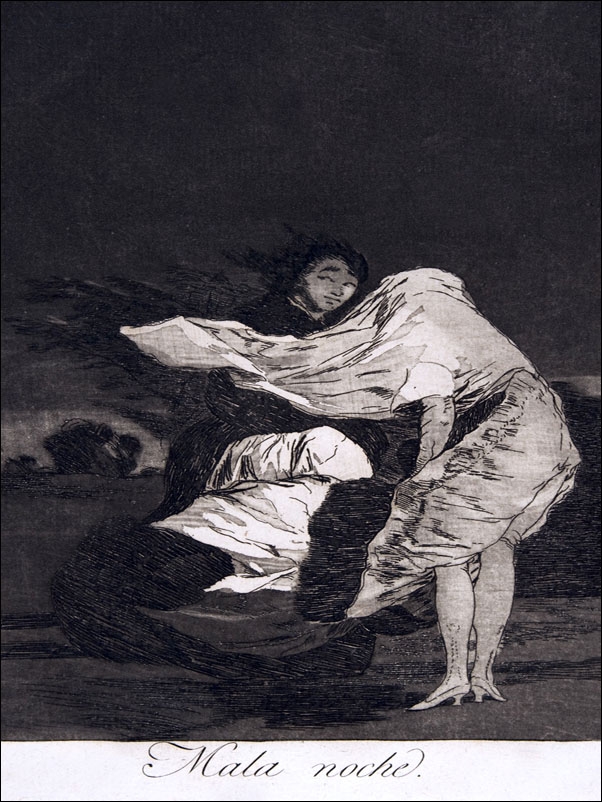 Image of Plate 36 from Los Caprichos- A bad night (Mala noche, Francisco Goya - plakat Wymiar do wyboru: 30x40 cm