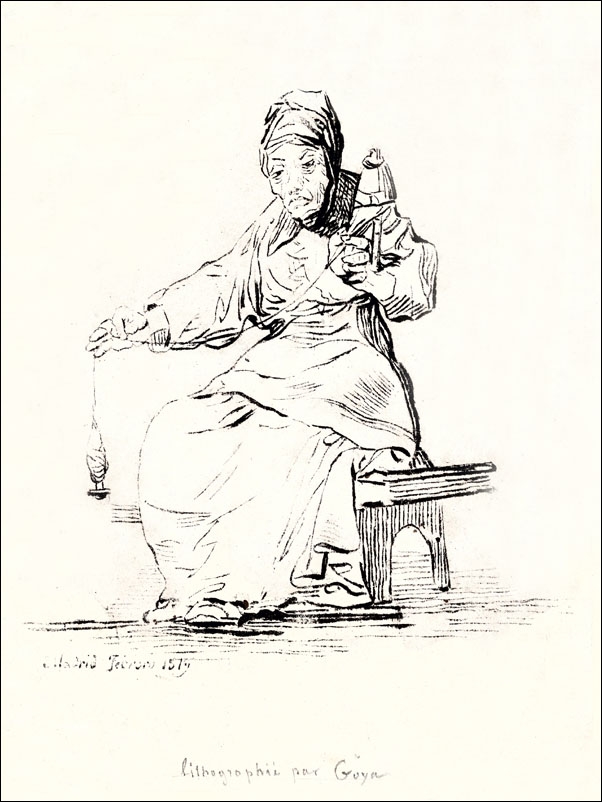 Image of An old woman spinning, spindle in her right hand, distaff in her left, Francisco Goya - plakat Wymiar do wyboru: 42x59,4 cm