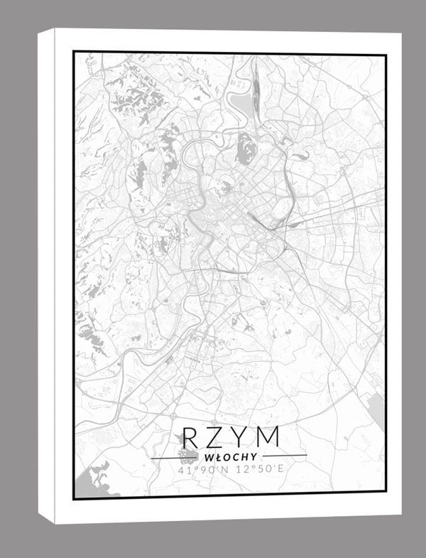 Image of Rzym mapa czarno biała - obraz na płótnie Wymiar do wyboru: 40x50 cm