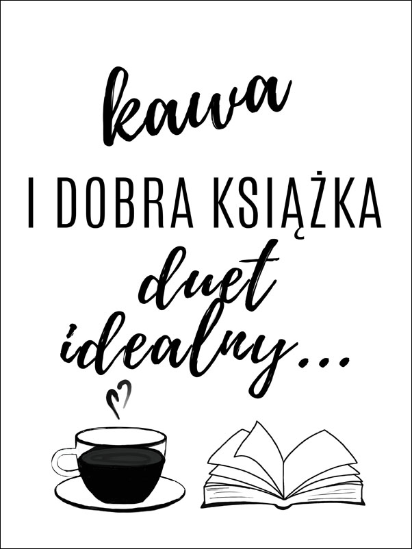 Image of kawa i książka - plakat Wymiar do wyboru: 20x30 cm