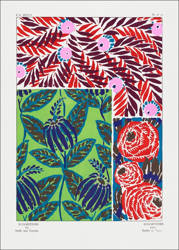 Image of Vintage floral patterns, Art Nouveau flower pochoir, E. A. Séguy - plakat Wymiar do wyboru: 42x59,4 cm