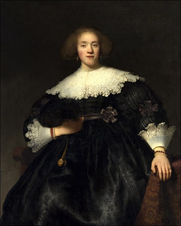 Image of Portrait of a Young Woman with a Fan, Rembrandt - plakat Wymiar do wyboru: 29,7x42 cm