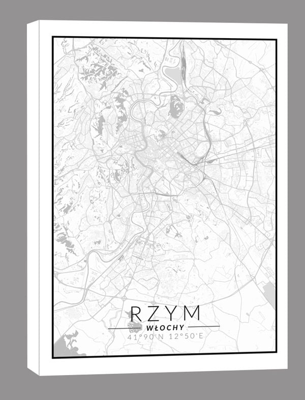 Image of Rzym mapa czarno biała - obraz na płótnie Wymiar do wyboru: 60x90 cm