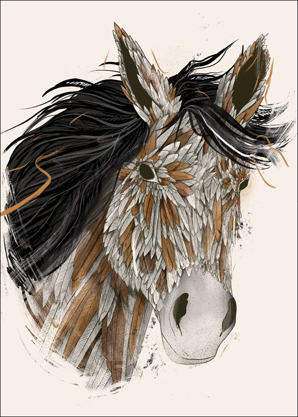 Image of Feathered Horse 3 - plakat Wymiar do wyboru: 20x30 cm