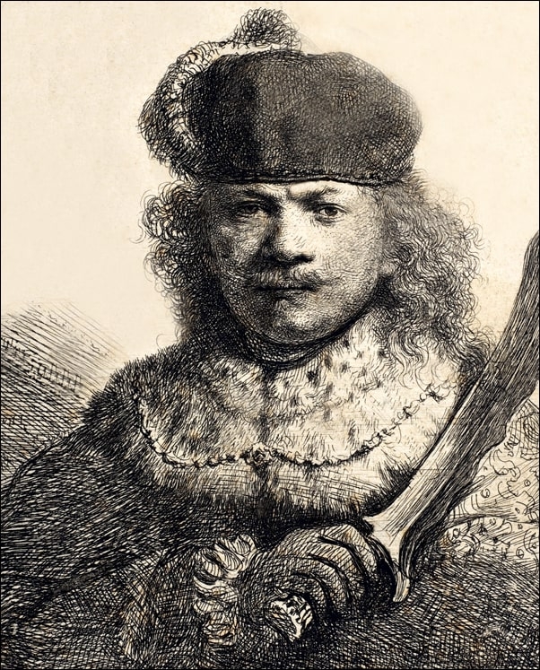 Image of Rembrandt with Raised Sabre, Rembrandt - plakat Wymiar do wyboru: 42x59,4 cm