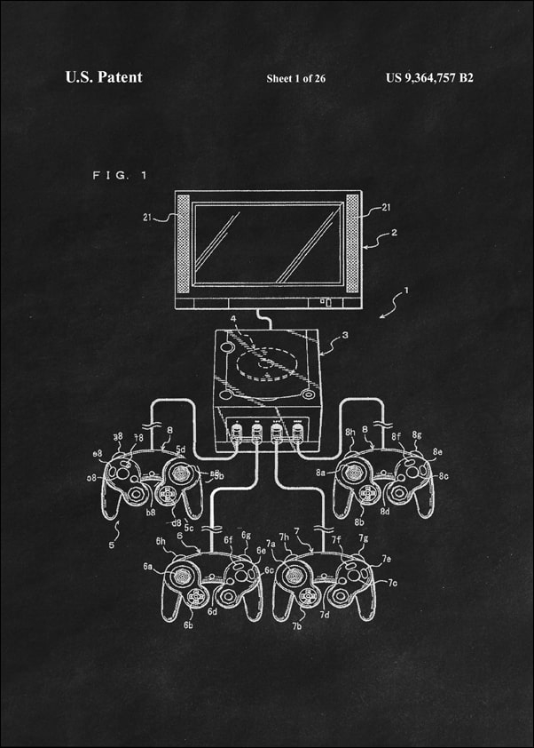 Image of Patent, Konsola Gamecube Czarny - plakat Wymiar do wyboru: 21x29,7 cm
