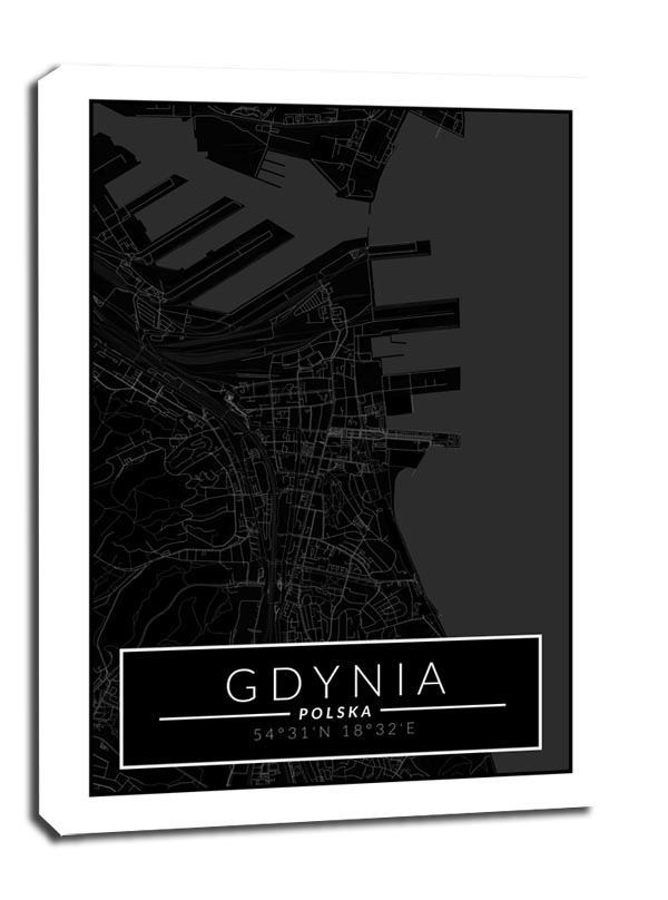 Image of Gdynia mapa dark - obraz na płótnie Wymiar do wyboru: 50x70 cm