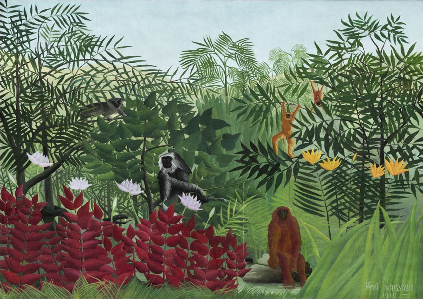 Image of Tropical Forest with Monkeys, Henri Rousseau - plakat Wymiar do wyboru: 40x30 cm