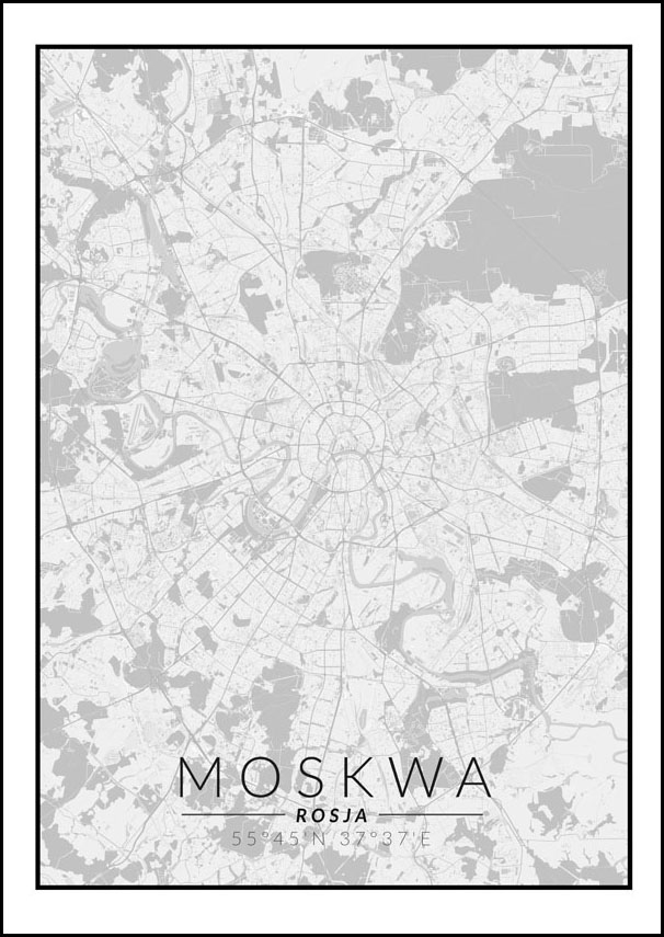 Image of Moskwa mapa czarno biała - plakat Wymiar do wyboru: 40x50 cm