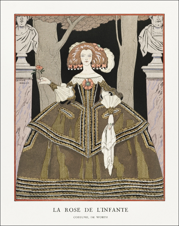 Image of La rose de l'infante: Costume, de Worth from Gazette du Bon Ton., George Barbier - plakat Wymiar do wyboru: 20x30 cm