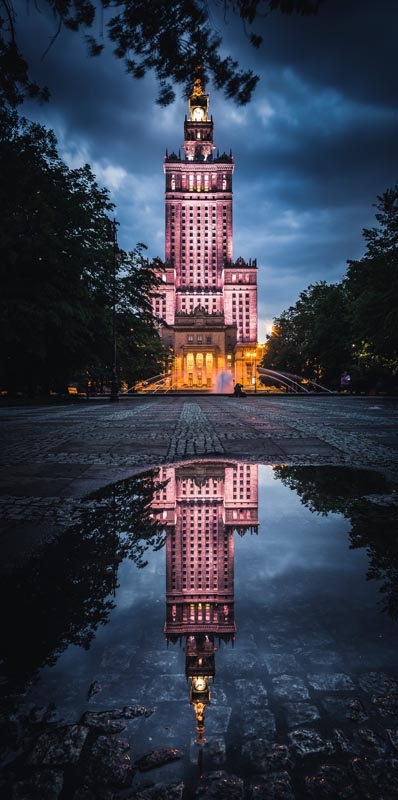 Image of Warszawa Mroczny Pałac Kultury - plakat premium Wymiar do wyboru: 100x140 cm