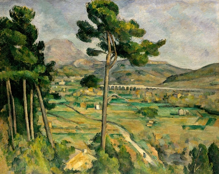 Image of Mont Sainte-Victoire and the Viaduct of the Arc River Valley, Paul Cézanne - plakat Wymiar do wyboru: 80x60 cm