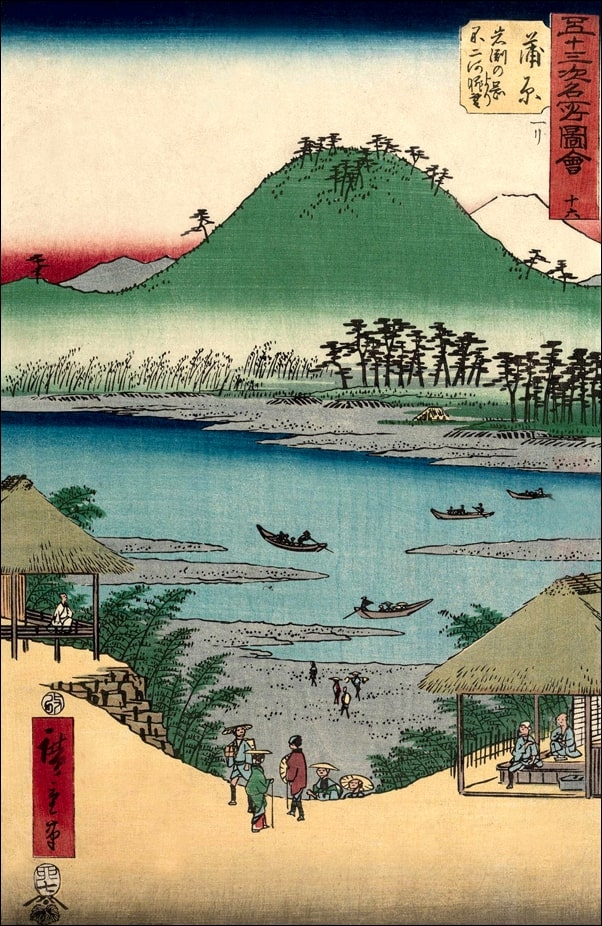 Image of Kanbara View of the Fuji River from Iwabuchi Hill, Hiroshige Ando - plakat Wymiar do wyboru: 20x30 cm