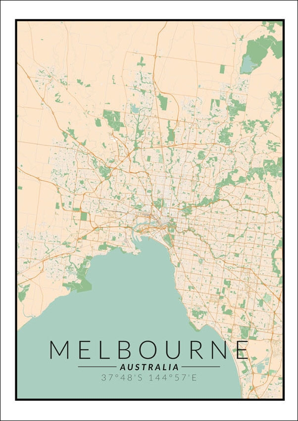 Image of Melbourne mapa kolorowa - plakat Wymiar do wyboru: 40x50 cm