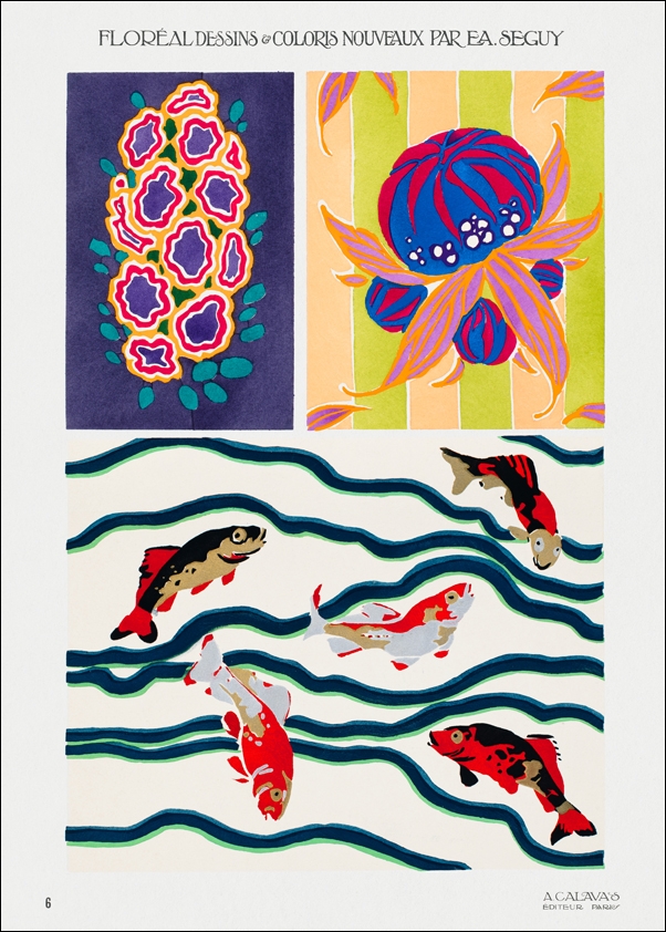 Image of Vintage art deco & art nouveau pattern, plate no. 6 from Floréal, E. A. Séguy - plakat Wymiar do wyboru: 40x60 cm