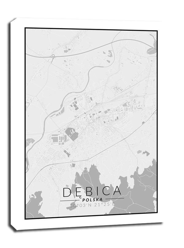 Image of Dębica mapa czarno biała - obraz na płótnie Wymiar do wyboru: 60x80 cm