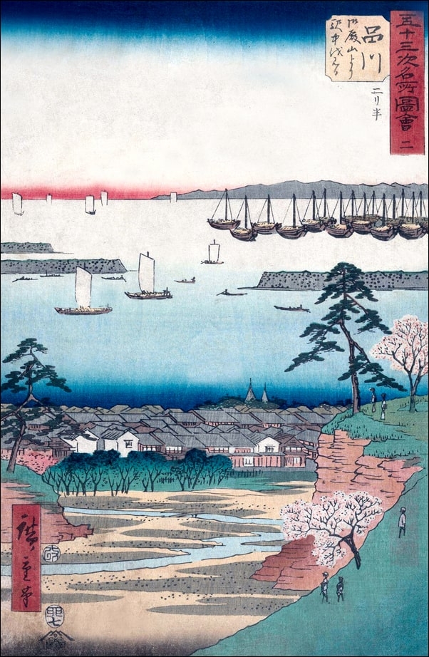 Image of Shinagawa View of the Station from Goten yama, Hiroshige Ando - plakat Wymiar do wyboru: 40x60 cm