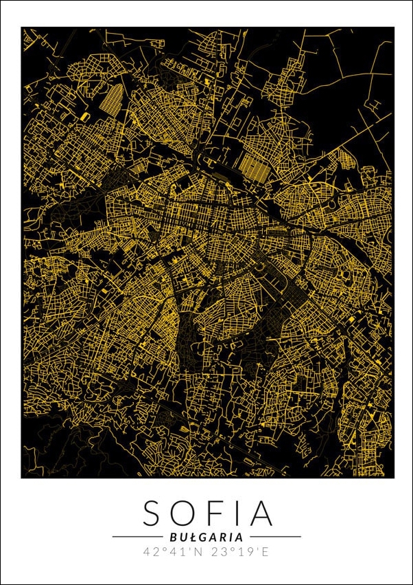 Image of Sofia złota mapa - plakat Wymiar do wyboru: 40x50 cm