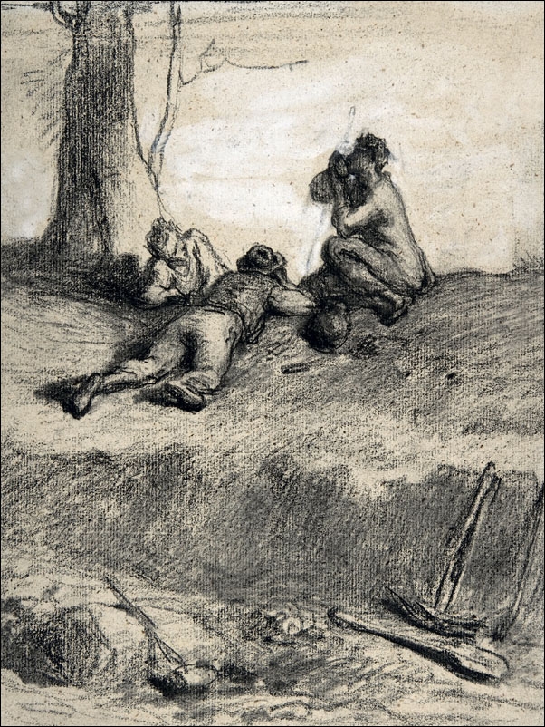 Image of Roadworkers at Lunch, Jean-François Millet - plakat Wymiar do wyboru: 30x40 cm