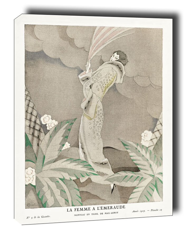 Image of La femme a l'émeraude, Manteau en tigre, de Max, Charles Martin - obraz na płótnie Wymiar do wyboru: 40x50 cm