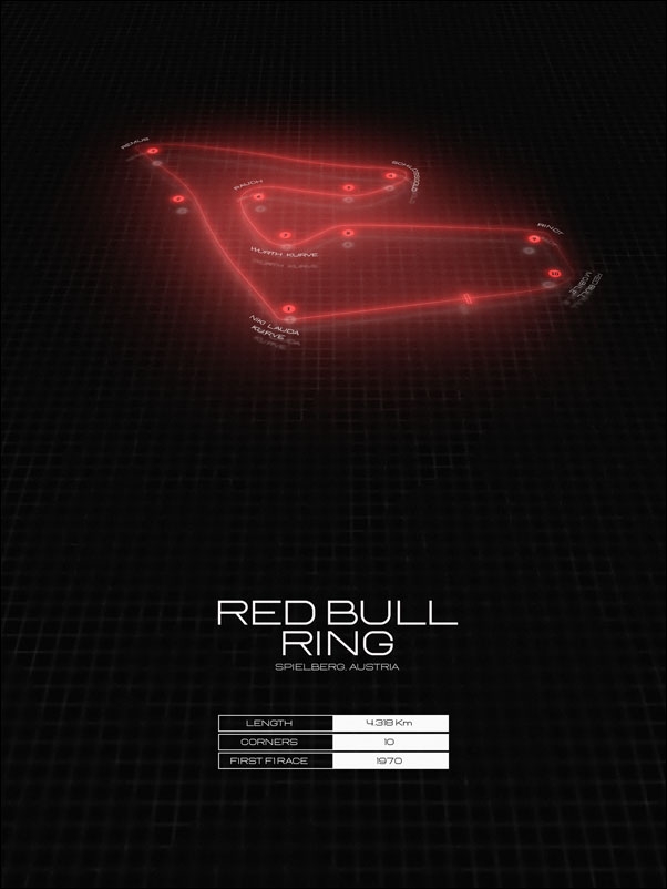 Image of Red bull ring, Austria, black - plakat Wymiar do wyboru: 29,7x42 cm