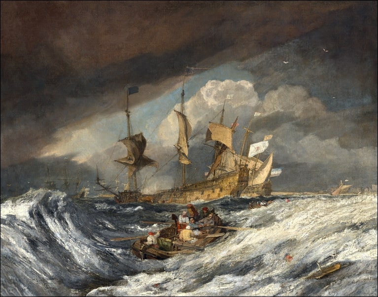 Image of Boats Carrying Out Anchors to the Dutch Men of War, William Turner - plakat Wymiar do wyboru: 100x70 cm