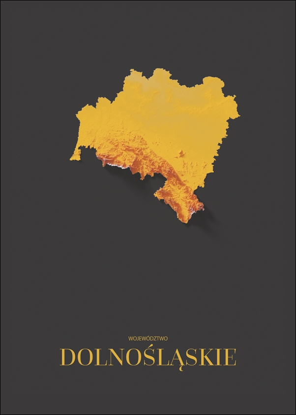 Image of Dolny Śląsk mapa złota - plakat Wymiar do wyboru: 30x40 cm