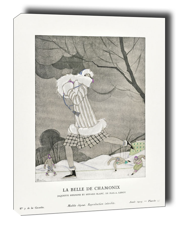 Image of La Belle de Chamonix, ermine and white fox jacket, by Max A, Charles Martin - obraz na płótnie Wymiar do wyboru: 70x100 cm